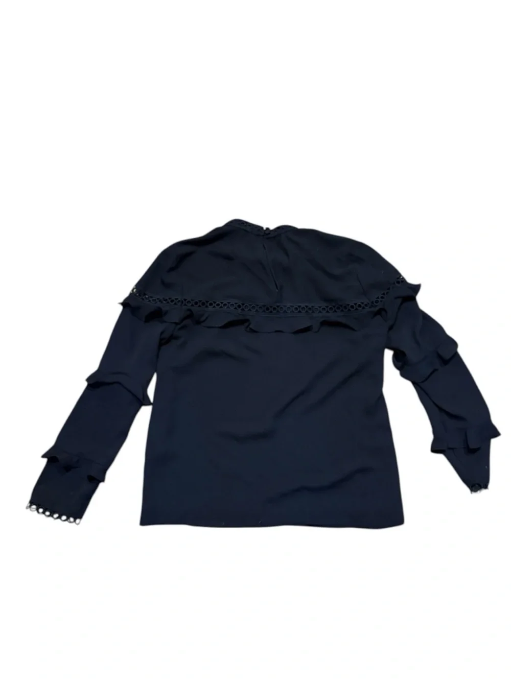 J. Crew navy blue ruffled top blouse 0